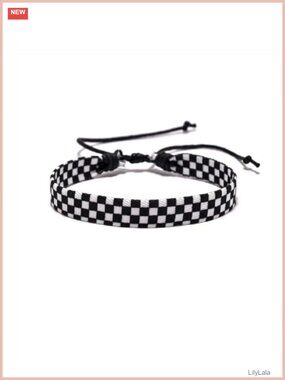 Adjustable Cotton Rope Bangle Bracelet Colorful Plaid Woven Statement Jewelry